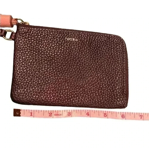 FOSSIL womens Tara Leather Wristlet Clutch Handbag Black Pink Tassle gently used - Picture 7 of 9